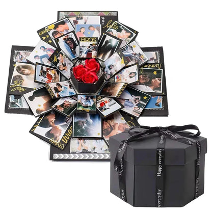DIY Hexagonal Photo Album Box Scrapbook Lovely Surprise Explosion Couple Box Love Memory Anniversary Valentine'S Day Love Gift